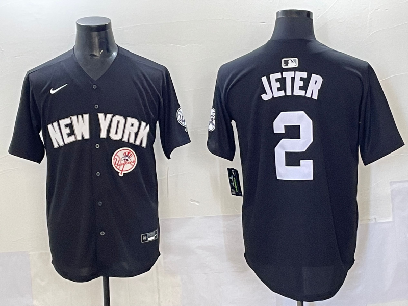 Men 2025 New York Yankees 2 Jeter black Nike MLB Jersey style 725002